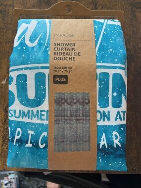 Paradise Blue Graphic Shower Curtain